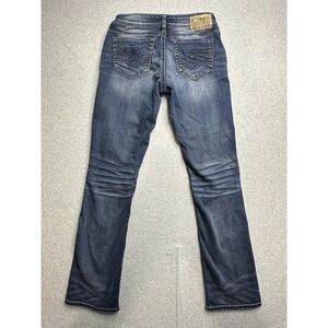 Silver Jeans Co Aiko Mid Baby Boot Jeans Womens 28x31 Blue Distressed Denim